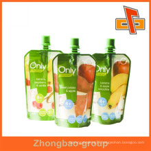 custom-made leak proof plastic clear drink stand up spout pouch with printing